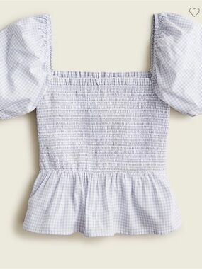 J.Crew square neck smocked gingham top NWOT